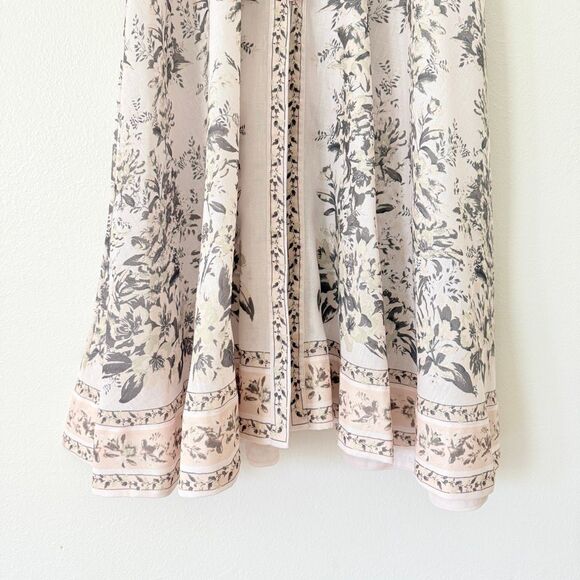 Zimmerman Women's Size 1 US 6 Golden Floral Long Sleeve Silk Linen Maxi Dress - Picture 4 of 12